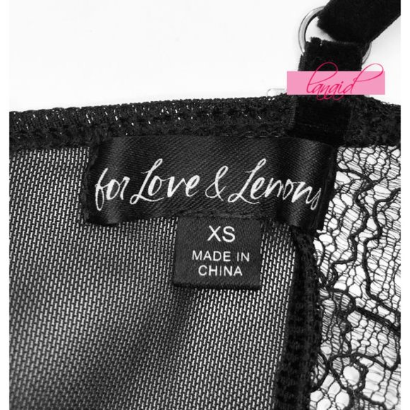 For Love & Lemons Stardust Bodysuit Black Lace Sheer Sweetheart Bustier Cut-Outs - Picture 6 of 8